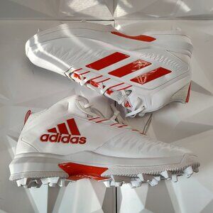 Adidas Mens Football Cleats 16 White Orange Shoe Lacrosse Nasty Mid Top Logo